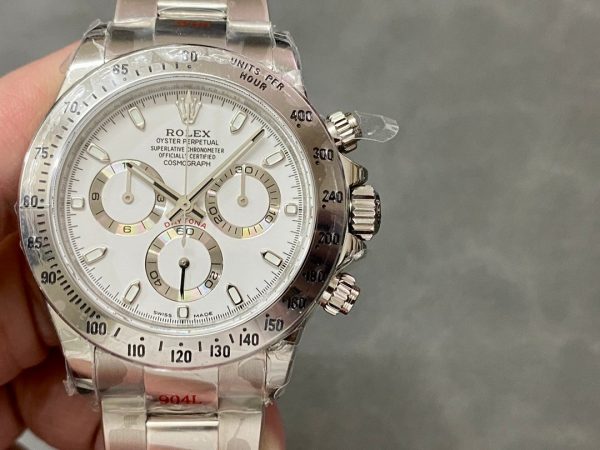 Rolex Daytona 116520 Stainless Steel Case White Dial 40MM Mens Replica Watch - Image 3