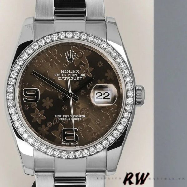 Rolex Datejust 116244 Bronze Floral Arabic Diamond Dial 36mm Unisex Replica Watch - Image 2