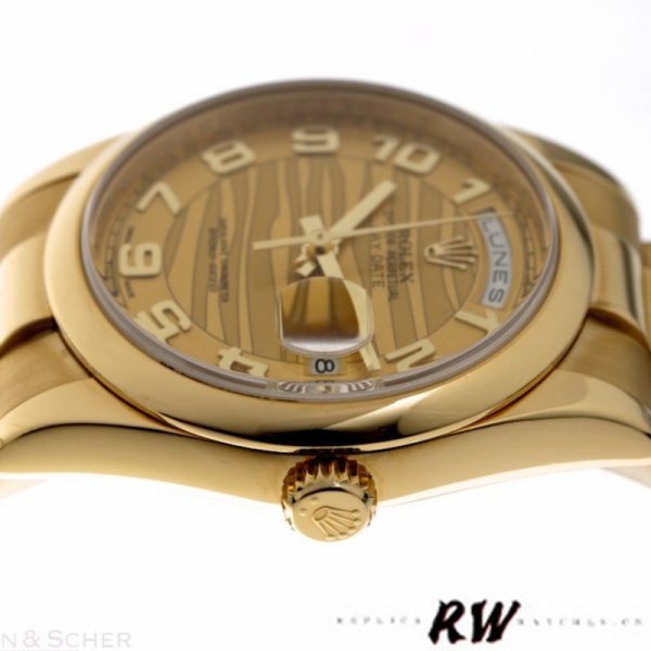 Rolex Day-Date 118208 Arabic Numeral Wave Champagne Dial 36mm Unisex Replica Watch - Image 3