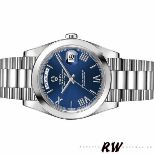Rolex Day-Date 228206 Blue Roman Numeral Dial Platinum 40MM Mens Replica Watch - Image 4