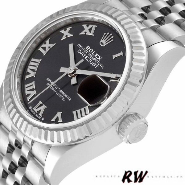 Rolex Datejust 279174 Stainless Steel Dark Grey Roman Dial 28mm Lady Replica Watch - Image 4