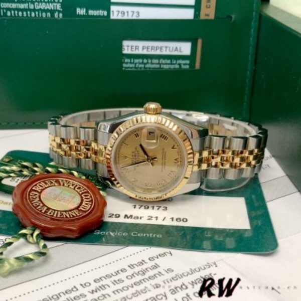 Rolex Datejust 179173 Champagne Roman Numeral Dial 26MM Lady Replica Watch - Image 4