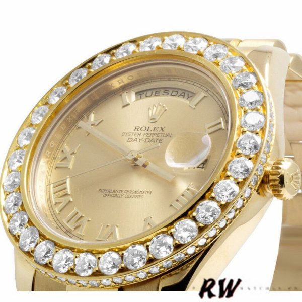 Rolex Day-Date 218348 Champagne Roman Dial 41MM Mens Replica Watch - Image 4
