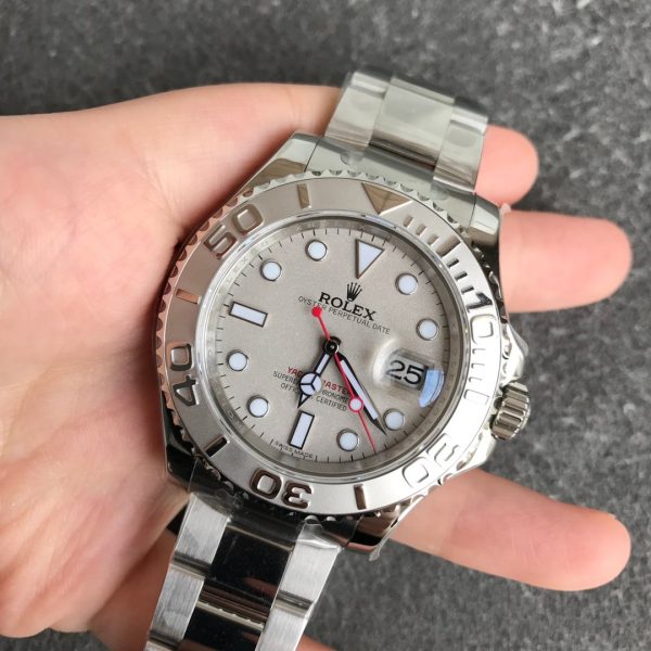 Rolex Yachtmaster 168622 Platinum Stainless Steel Silver Dial 35mm Unisex Replica Watch - Image 4