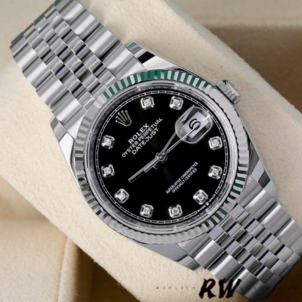 Rolex Datejust 126234 Fluted Bezel Black Diamond Dial 36MM Unisex Replica Watch - Image 3