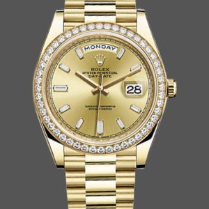 Rolex Day-Date 228348RBR Champagne Diamond Dial Diamond Beze 40mm Mens Replica Watch