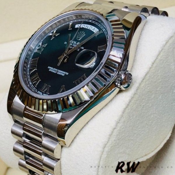 Rolex Day-Date 218239 Black Roman Numerals Dial White Gold 41MM Mens Replica Watch - Image 4