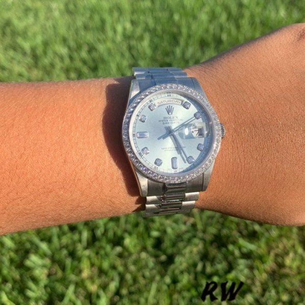 Rolex Day Date 118346 Ice Blue Dial 36mm Unisex Replica Watch - Image 4