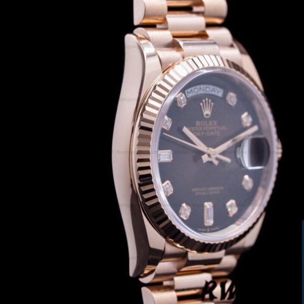 Rolex Day-Date 128235 Everose Gold Brown Ombre Diamond Dial 36MM Unisex Replica Watch - Image 2