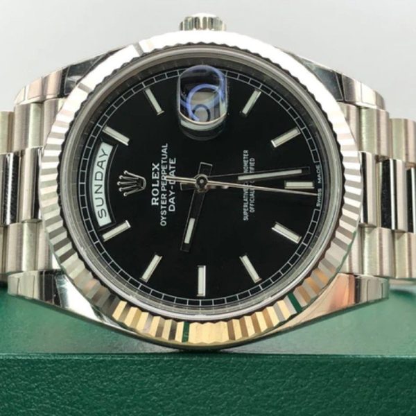 Rolex Day-Date 228239 Black Index Dial Fluted Bezel 40mm Mens Replica Watch - Image 4
