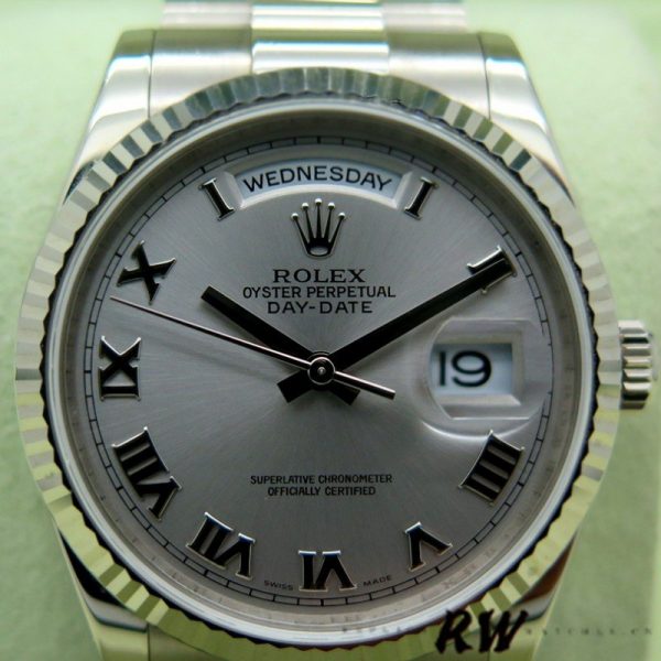 Rolex Day-Date 118239 Rhodium Roman Dial white gold 36mm Unisex Replica Watch - Image 2