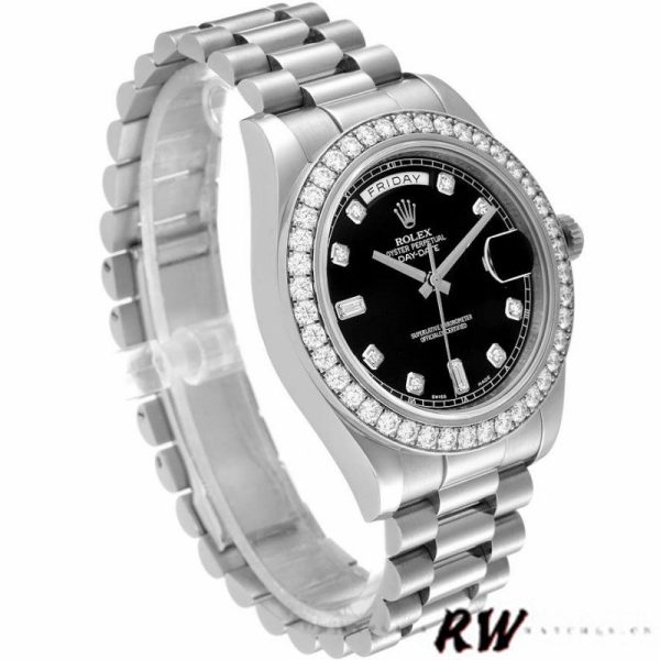 Rolex Day-Date 218349 Black Diamond Dial 41MM Mens Replica Watch - Image 2