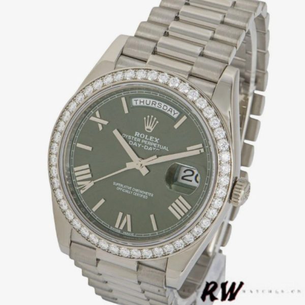 Rolex Day-Date 228349RBR Green Roman Dial Diamond Bezel 40mm Mens Replica Watch - Image 3