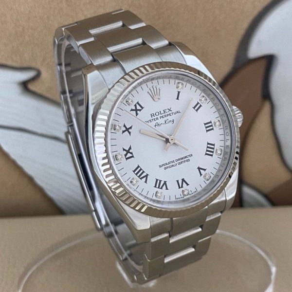 Rolex Oyster Perpetual Air-King 114234 White Diamond Dial 34mm Unisex Replica Watch - Image 3