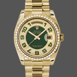 Rolex Day Date 118348 Green Diamond Dial Yellow Gold 36mm Unisex Replica Watch