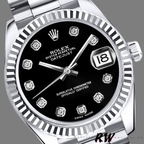 Rolex Datejust 179179 Black Diamond Dial Fluted Bezel 26MM Lady Replica Watch - Image 3