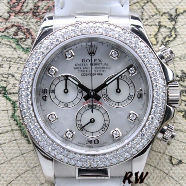 Rolex Cosmograph Daytona 116589 White MOP Diamond Dial 40MM Mens Replica Watch - Image 2