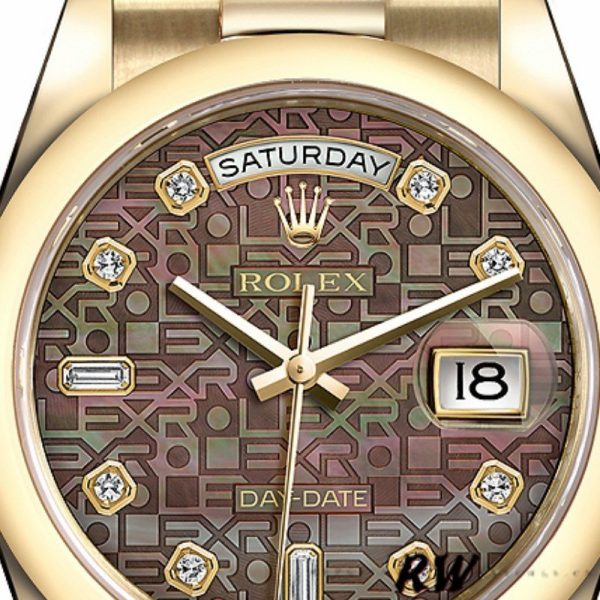 Rolex Day-Date 118208 Black MOP Diamond Dial 36mm Unisex Replica Watch - Image 2