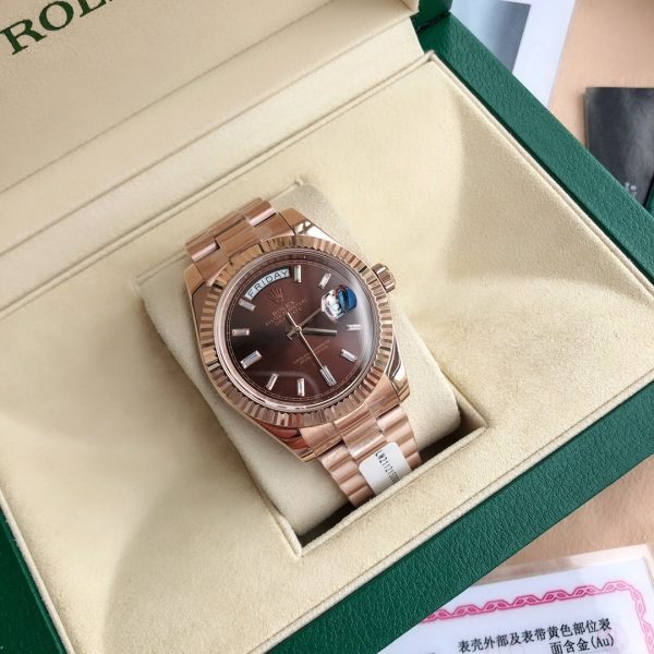 Rolex Day-Date 118235 Everose Gold Case Chocolate Dial 36mm Unisex Replica Watch - Image 3