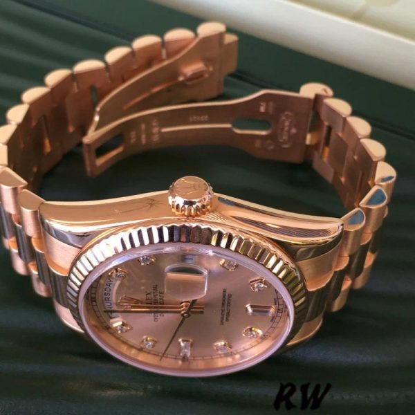 Rolex Day-Date 118235 Pink Diamond Dial 36mm Lady Replica Watch - Image 3