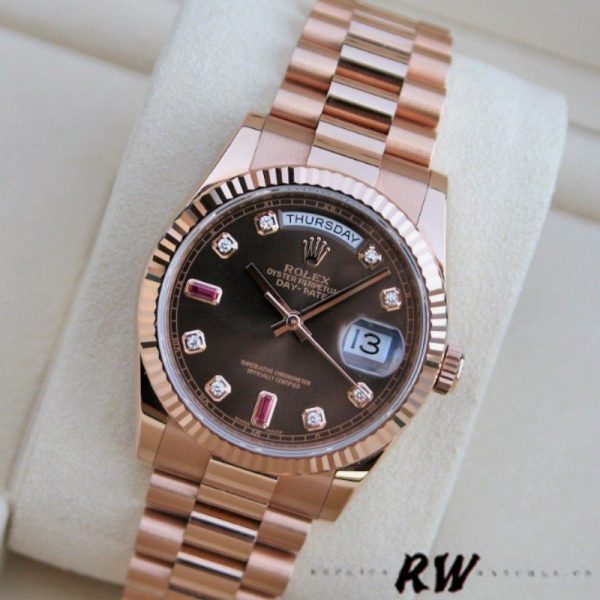 Rolex Day-Date 118235 Rose Gold Chocolate Brown Dial 36mm Unisex Replica Watch - Image 2