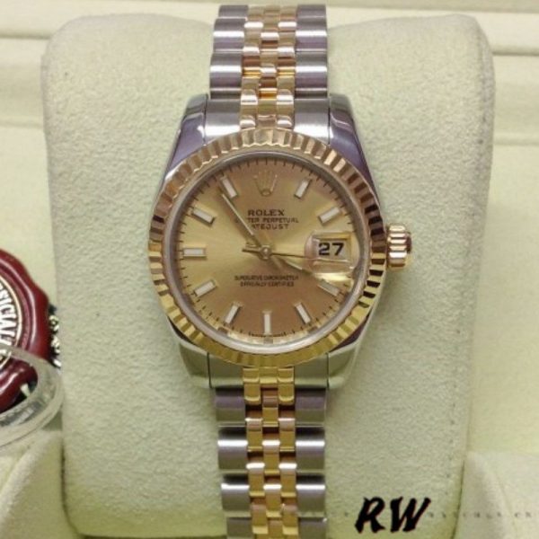 Rolex Datejust 179173 Champagne Index Dial Fluted Bezel 26MM Lady Replica Watch - Image 2
