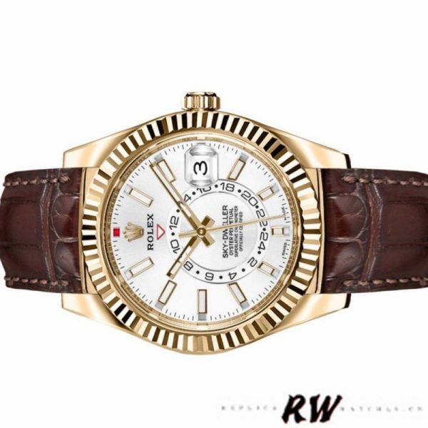 Rolex Sky-Dweller 326138 White Dial Yellow Gold 42MM Mens Replica Watch - Image 3