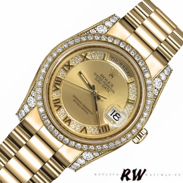 Rolex Day-Date 118388 Champagne Diamond Dial Yellow Gold 36MM Unisex Replica Watch - Image 4