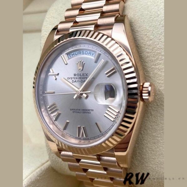 Rolex Day-Date 228235 Sundust Roman Numeral Dial Fluted Bezel 40mm Mens Replica Watch - Image 4