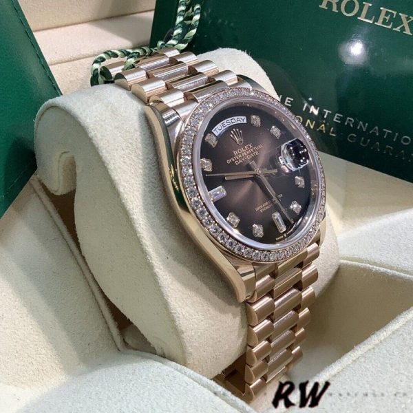 Rolex Day-Date 128345RBR Brown Ombre Dial Everose Gold 36MM Unisex Replica Watch - Image 2