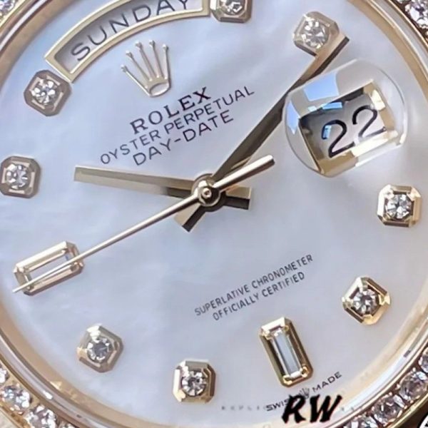 Rolex Day Date 128348RBR MOP Yellow Gold 36MM Unisex Replica Watch - Image 4