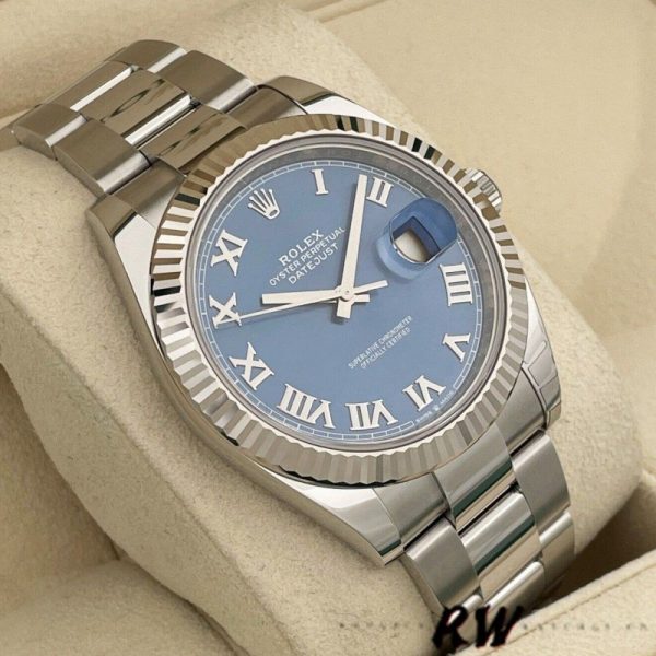 Rolex Datejust 126334 Fluted Bezel Blue Roman Numeral Dial 41MM Mens Replica Watch - Image 4