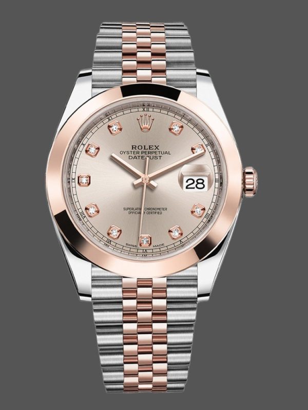 Rolex Datejust 126301 Rose Gold Sundust Diamonds Dial 41MM Mens Replica Watch