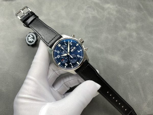 IWC Pilot Chronograph Petit Prince IW377717 Blue Dial Leather Strap Best Replica ZF 43mm