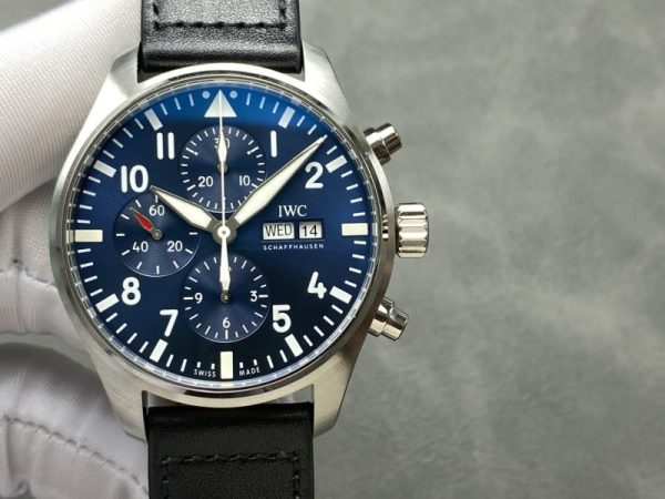 IWC Pilot Chronograph Petit Prince IW377717 Blue Dial Leather Strap Best Replica ZF 43mm - Image 4