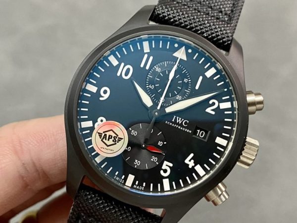 IWC Pilots Chronograph Top Gun IW389001 Black Ceramic Best Replica APSF 44mm - Image 3