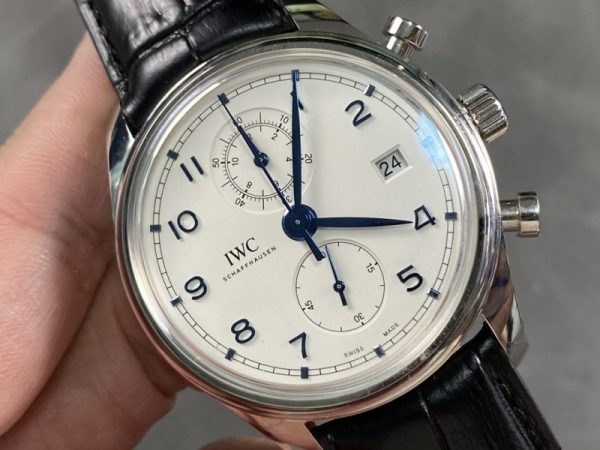 IWC Portugieser Chronograph Classic IW390302 White Dial Leather Strap Best Replica APSF 42mm - Image 2