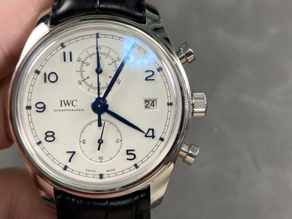 IWC Portugieser Chronograph Classic IW390302 White Dial Leather Strap Best Replica APSF 42mm - Image 4