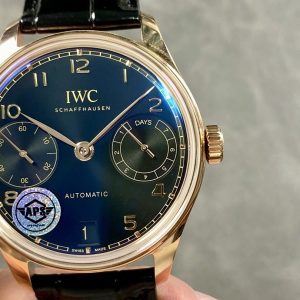 IWC Portugieser IW500713 Rose Gold Blue Dial Leather Strap Best Replica APSF 42mm