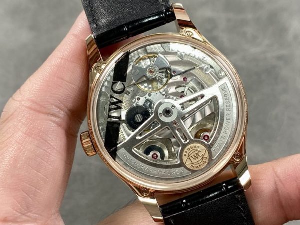 IWC Portugieser IW500713 Rose Gold Blue Dial Leather Strap Best Replica APSF 42mm - Image 6
