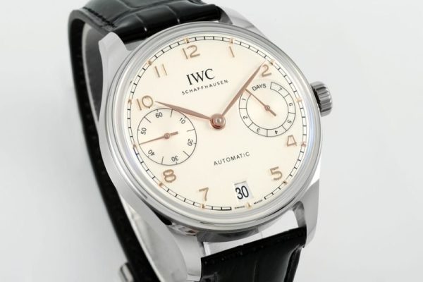 IWC Portugieser IW501701 Steel Silver Dial Black Leather Strap Best Replica APSF 42mm - Image 2