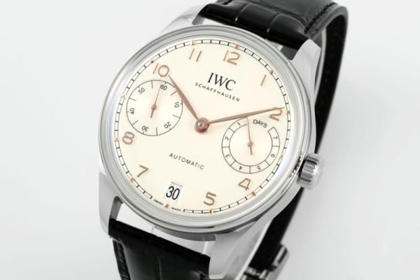 IWC Portugieser IW501701 Steel Silver Dial Black Leather Strap Best Replica APSF 42mm - Image 3