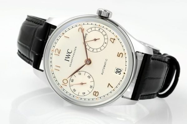 IWC Portugieser IW501701 Steel Silver Dial Black Leather Strap Best Replica APSF 42mm - Image 4