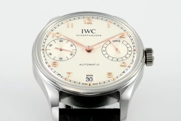 IWC Portugieser IW501701 Steel Silver Dial Black Leather Strap Best Replica APSF 42mm - Image 5