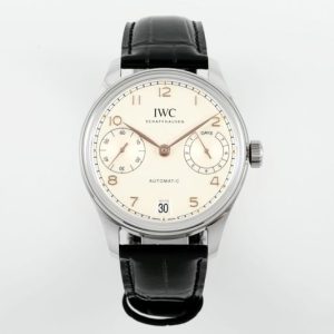 IWC Portugieser IW501701 Steel Silver Dial Black Leather Strap Best Replica APSF 42mm