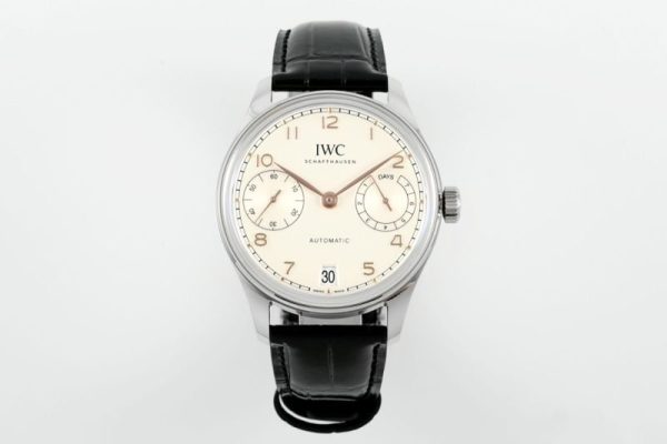 IWC Portugieser IW501701 Steel Silver Dial Black Leather Strap Best Replica APSF 42mm
