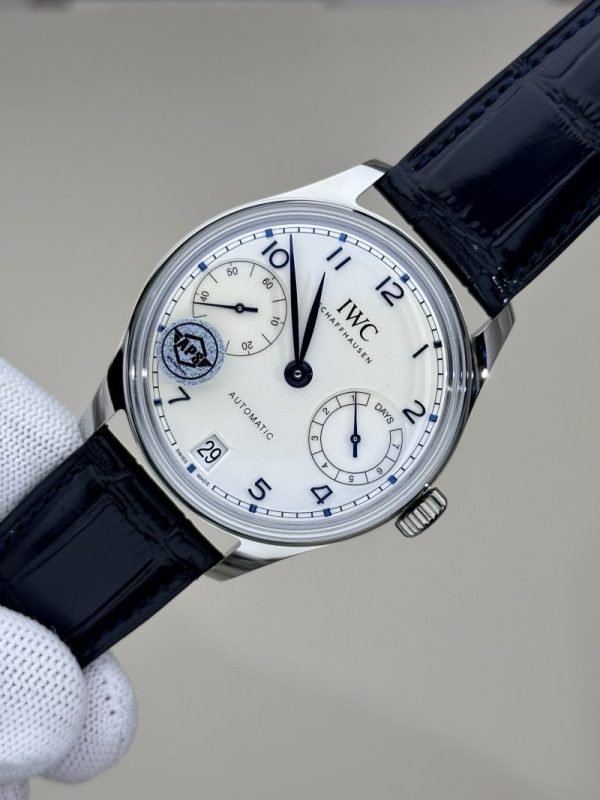 IWC Portugieser IW501702 Silver Dial Blue Arabic Numerals Leather Strap Best Copy APSF 42mm - Image 3