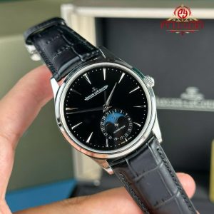 Jaeger-LeCoultre Master Ultra Thin Moon Black Dial Leather Best Replica APSF 39mm