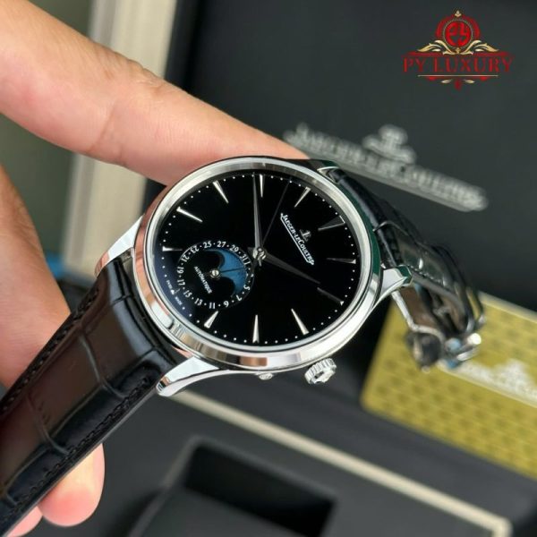Jaeger-LeCoultre Master Ultra Thin Moon Black Dial Leather Best Replica APSF 39mm - Image 2