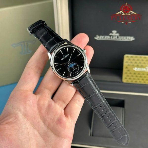 Jaeger-LeCoultre Master Ultra Thin Moon Black Dial Leather Best Replica APSF 39mm - Image 3
